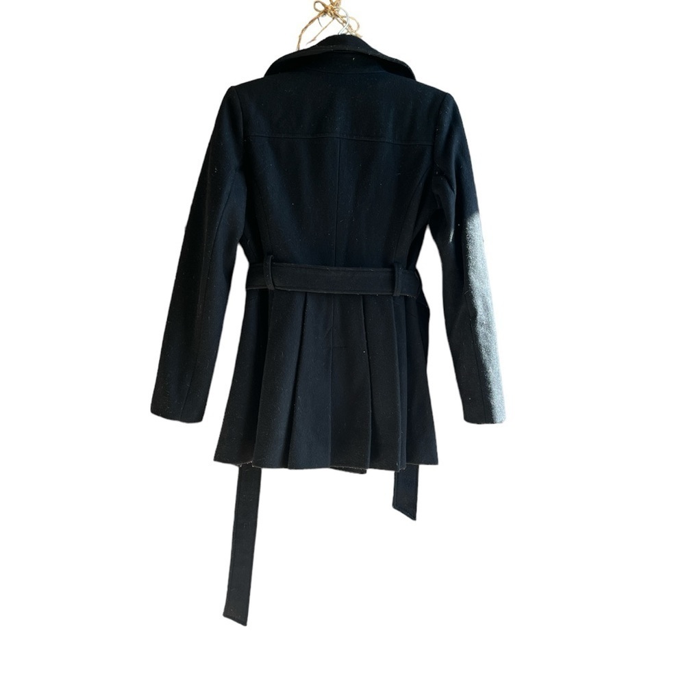 Via Spiga Women’s Wool Coat Black, double breasted, with pleated peplum Sz 4 - Picture 4 of 7